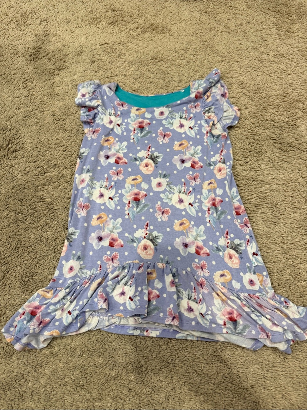 Posh Peanut Girls 4T Lavender Floral Butterfly Ruffle Dress Bamboo Viscose